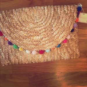 NWT Pom Pom clutch